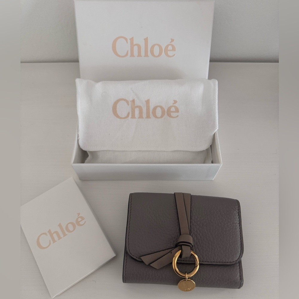 Chloe Small Alphabet Tri-Fold Wallet in Grained Leather